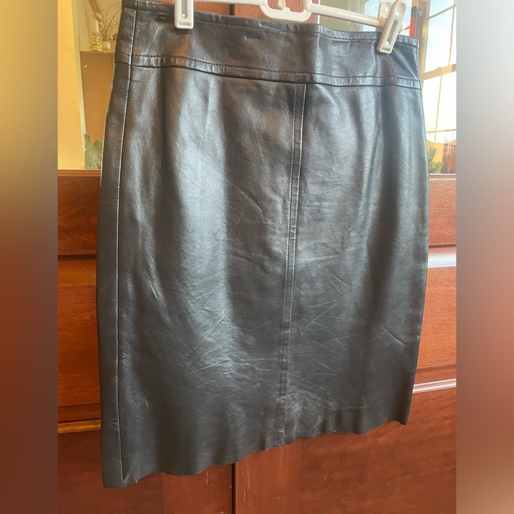 BCBGMaxAzria Black Leather Pencil Skirt